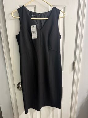 Lafayette 148 New York Black V-Neck Midi Sheath Dress